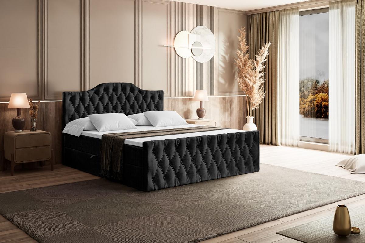BOXBETT VILA-1-Z - 200x200 cm - H3 - Schwarz - Schwarz, Holzwerkstoff (200/200cm) - ALTDECOR