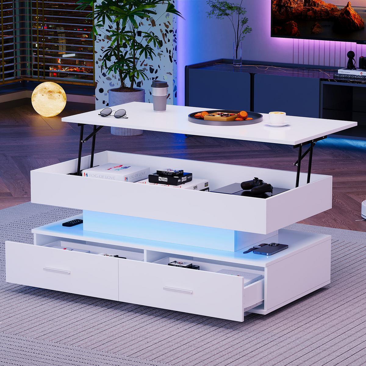 COUCHTISCH Weiß 100/50/44 cm - Grau, Holzwerkstoff (100/50/44cm) - Urban Meuble