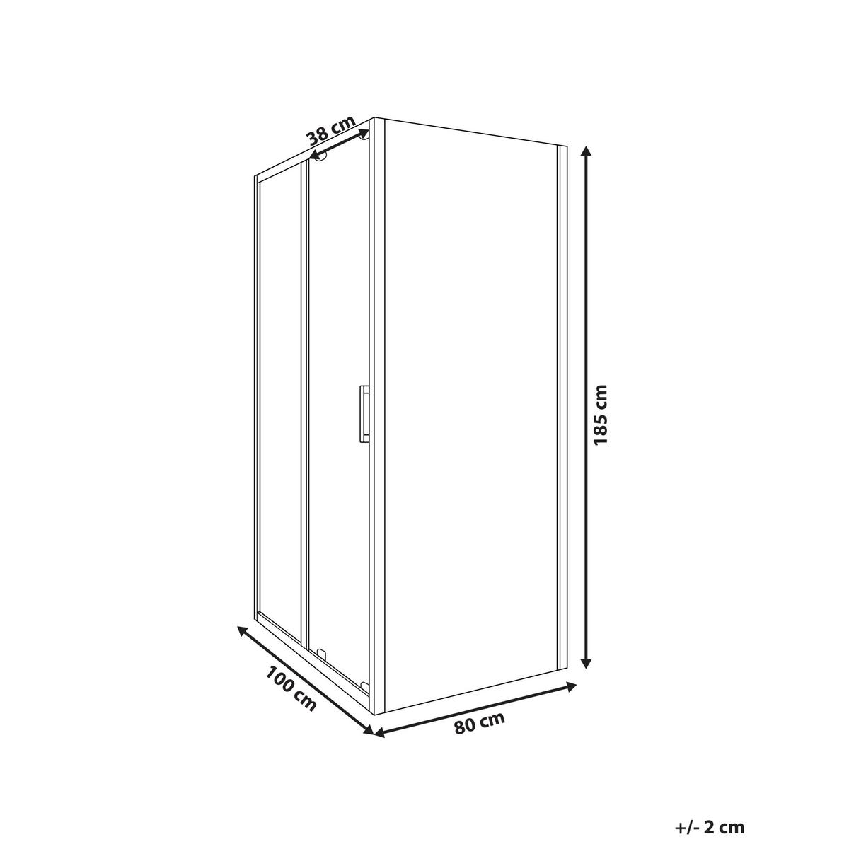 DUSCHKABINE 80/100/185 cm Silber Yoro - Transparent/Silberfarben, Glas (80/100/185cm) - Beliani