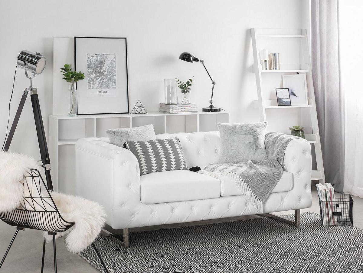 2-SITZER-SOFA Kunstleder Weiß Vissland - Weiß, Kunststoff/Textil (172/71/87cm) - Beliani