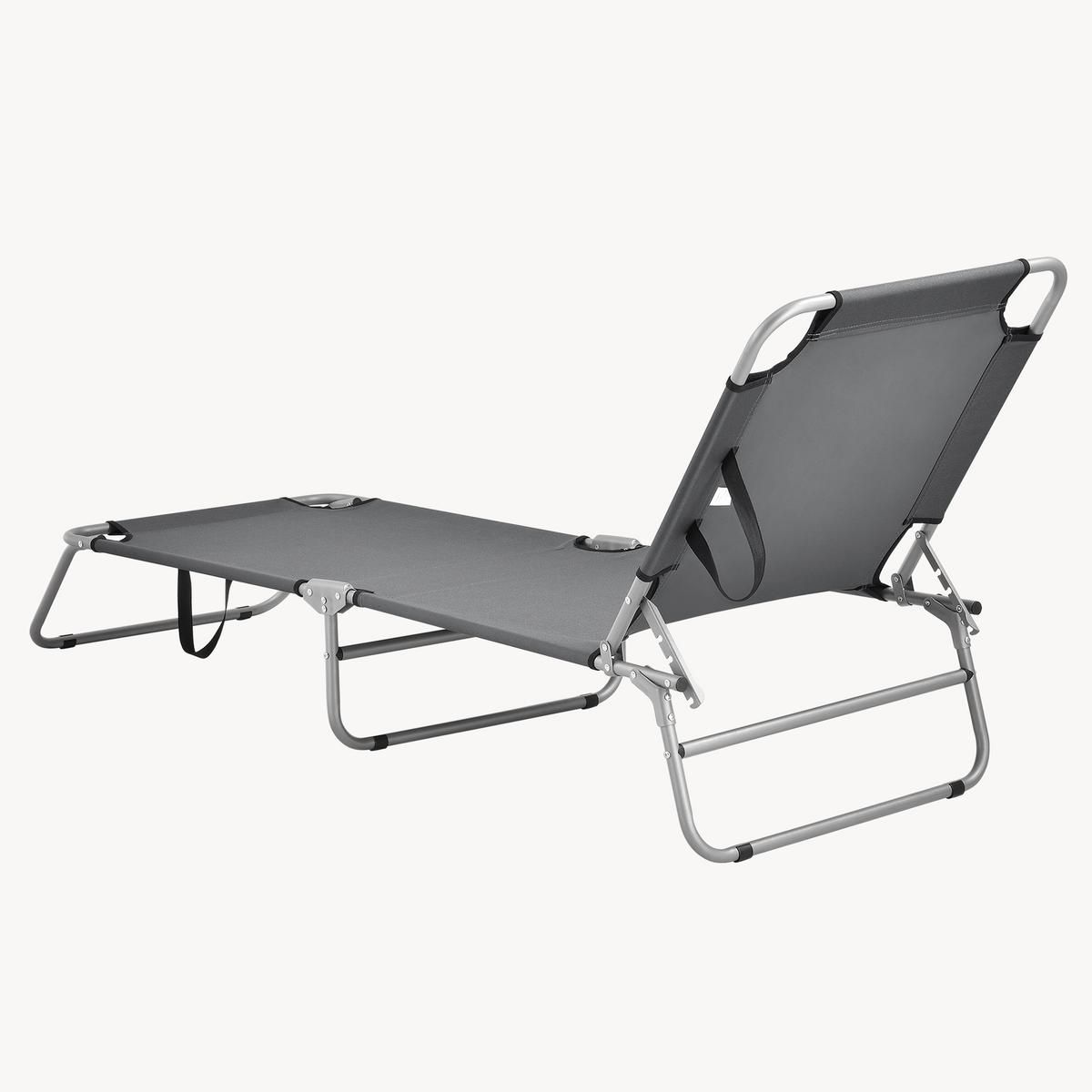SONNENLIEGE Carcao - Dunkelgrau, Textil/Metall (186/24/55cm) - casa.pro