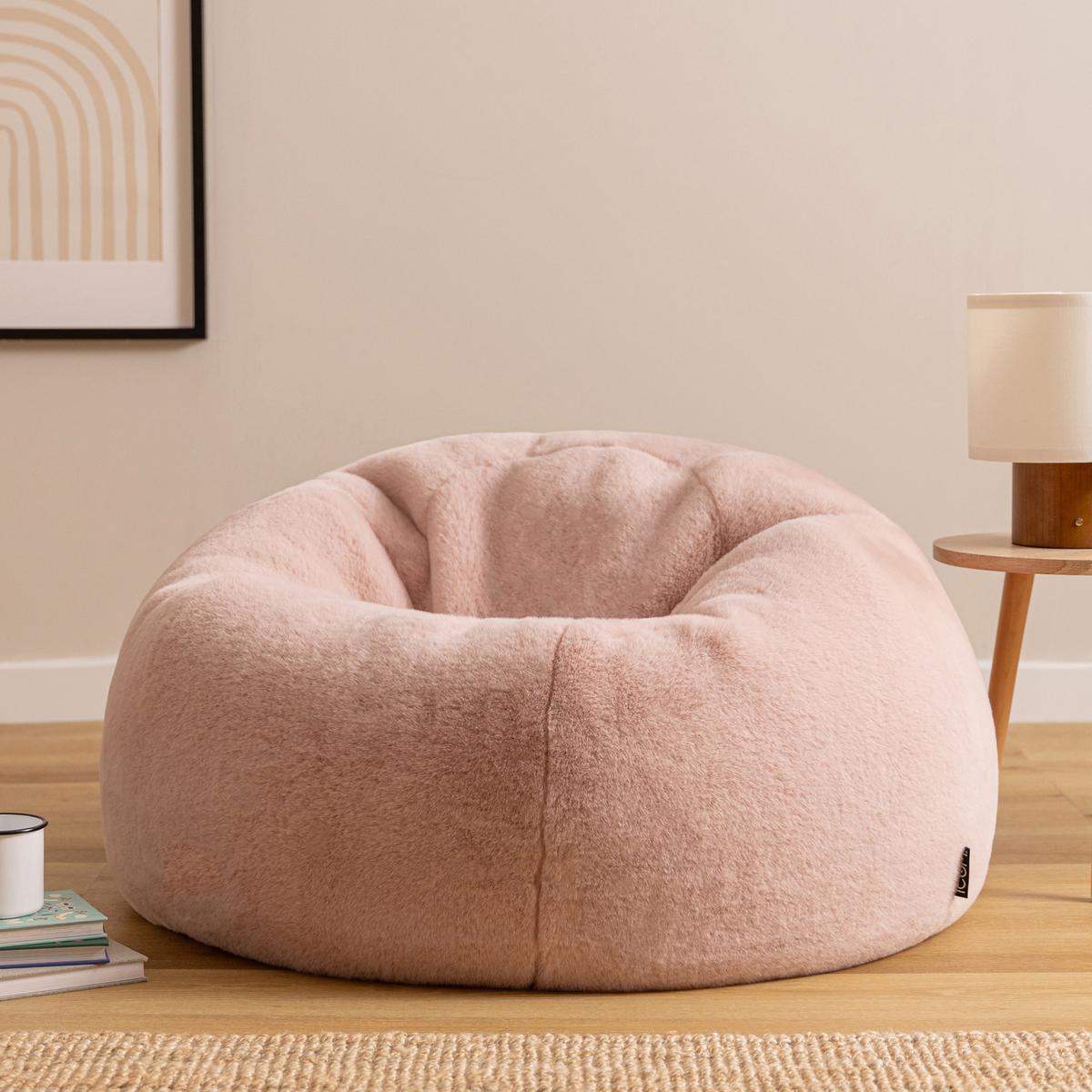 SITZSACK Kingston Kaninchenkunstfell - Pink, Textil (85/50/85cm) - icon