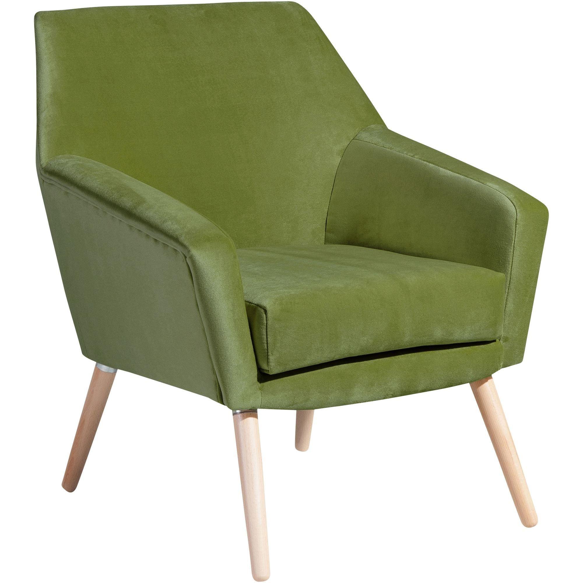 SESSEL Kachka Bezug Samtvelour Buche natur / olive - Buchefarben/Olivgrün, Kunststoff (71/81/67cm) - 58aufmkessel