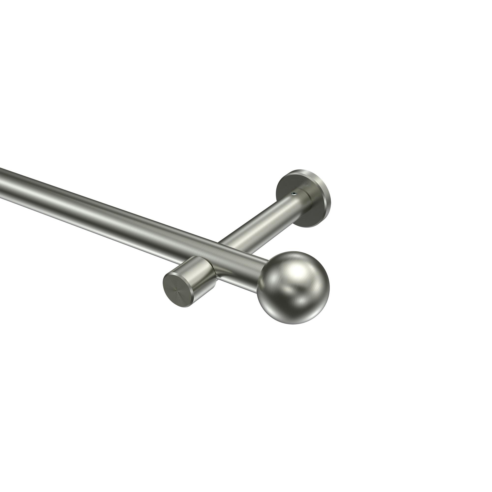 GARDINENSTANGE Prestige Luino 480 cm (geteilt in 3 x 160 cm), 1-läufig (ohne Ringe), 20 mm Ø Edelstahl-Optik - Edelstahlfarben, Metall (480cm) - INTERDECO