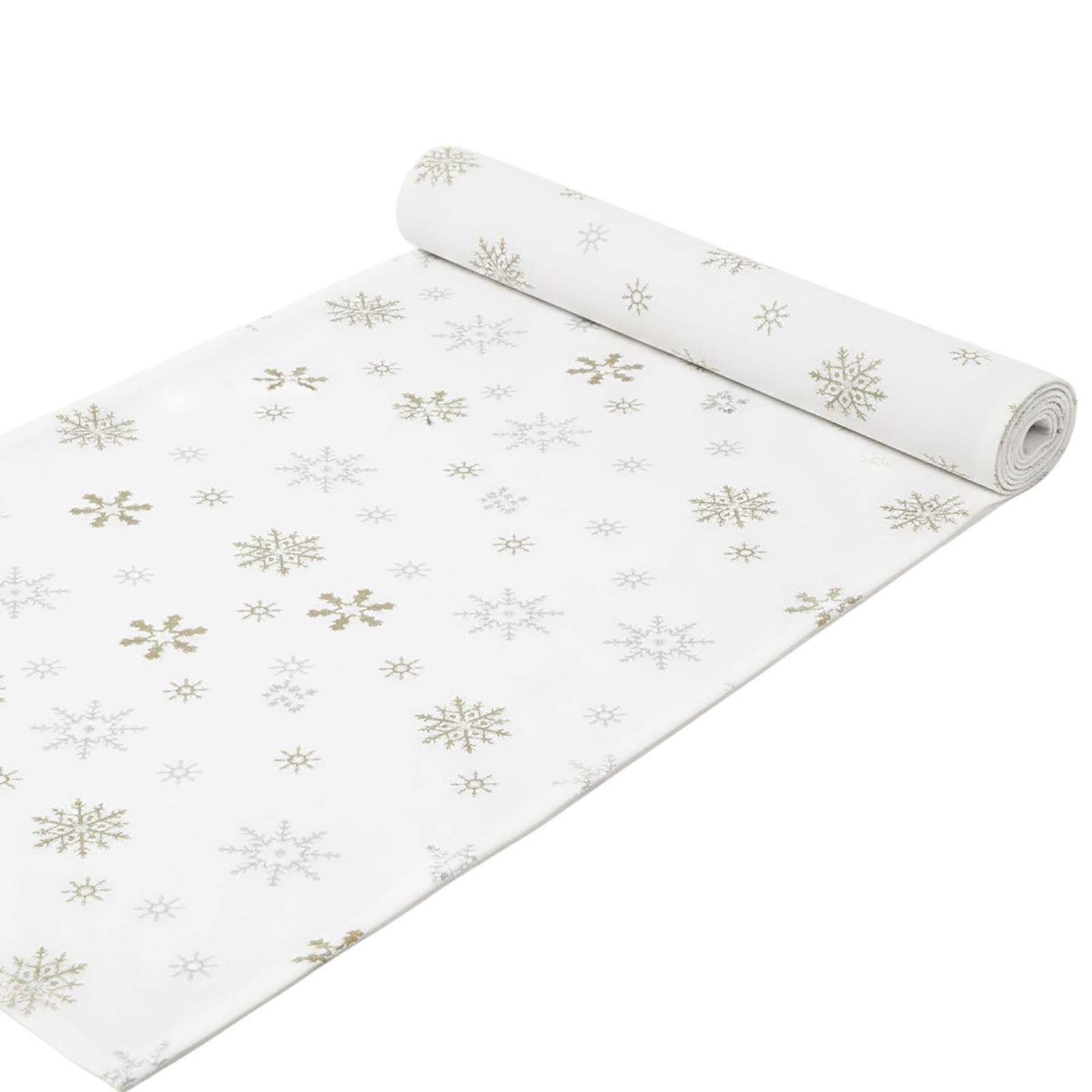 TISCHLÄUFER Weihnachten 44/178 cm, weiß mit Schneeflocken - Weiß, Textil (44/178cm) - Homescapes