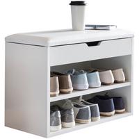 SCHUHBANK gepolstert mit Stauraum, Weiß 60x30x40 cm - Weiß, Holz/Textil (60/40/30cm) - KADIMA DESIGN