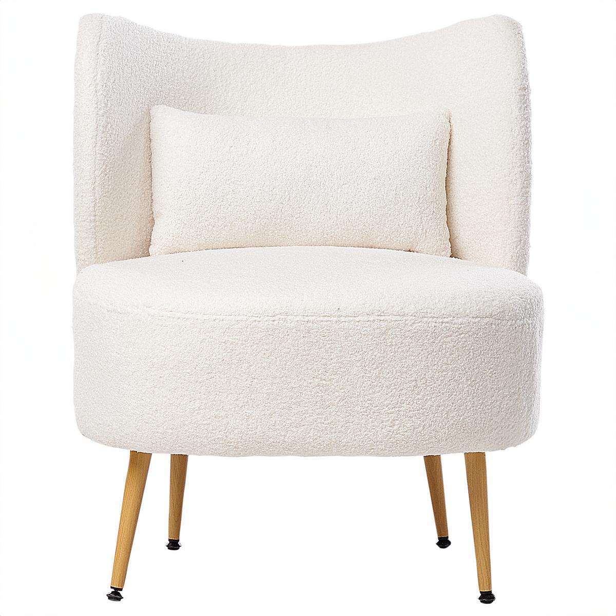 SESSEL Cremeweiß Otsby II - Weiß/Braun, Textil (60/76/55cm) - Beliani