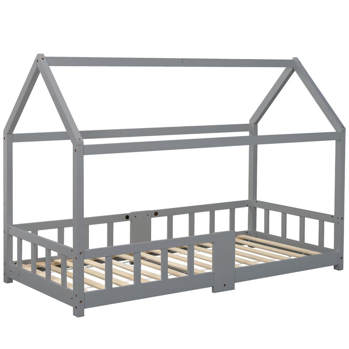 KINDERBETT Grau 207/97/140,5 cm - Grau, Holzwerkstoff/Metall (97/140.5/207cm) - Urban Meuble