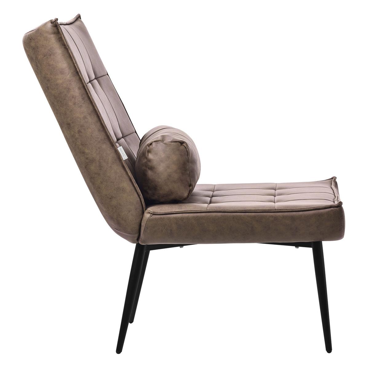 SESSEL Wohnzimmer aus Kunstleder-PU Braun Relaxsessel mit Lendenkissen - Schwarz/Braun, Metall (97/100/79cm) - ML-DESIGN