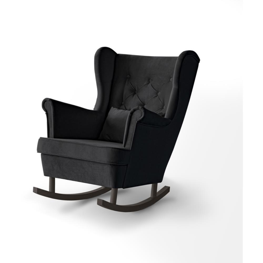 SCHAUKELSTUHL Fabio schwarz mit Wenge Beinen - Wengefarben/Schwarz, Textil (82/103/108cm) - Beautysofa