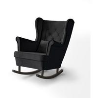 SCHAUKELSTUHL Fabio schwarz mit Wenge Beinen - Wengefarben/Schwarz, Textil (82/103/108cm) - Beautysofa