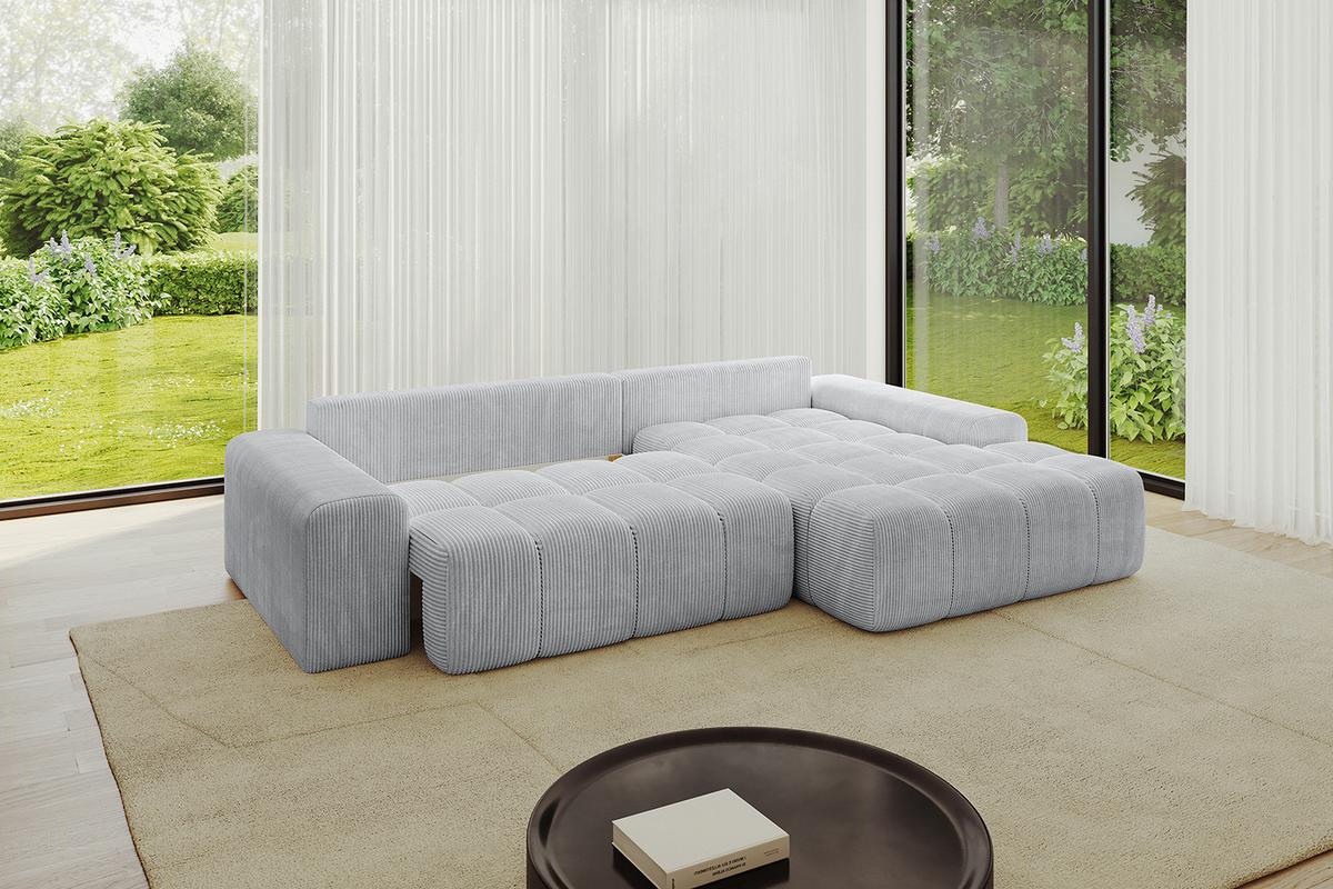 ECKSOFA Ottomane Rechts ENSI-L - 267x164x69 cm Grau - Grau, Holzwerkstoff/Kunststoff (164/267cm) - ALTDECOR
