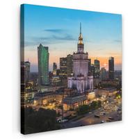 LEINWANDBILD Polen - Sonne - Warschau Deko Groß 90x90 cm - Blau, Textil (90/90cm) - MuchoWow