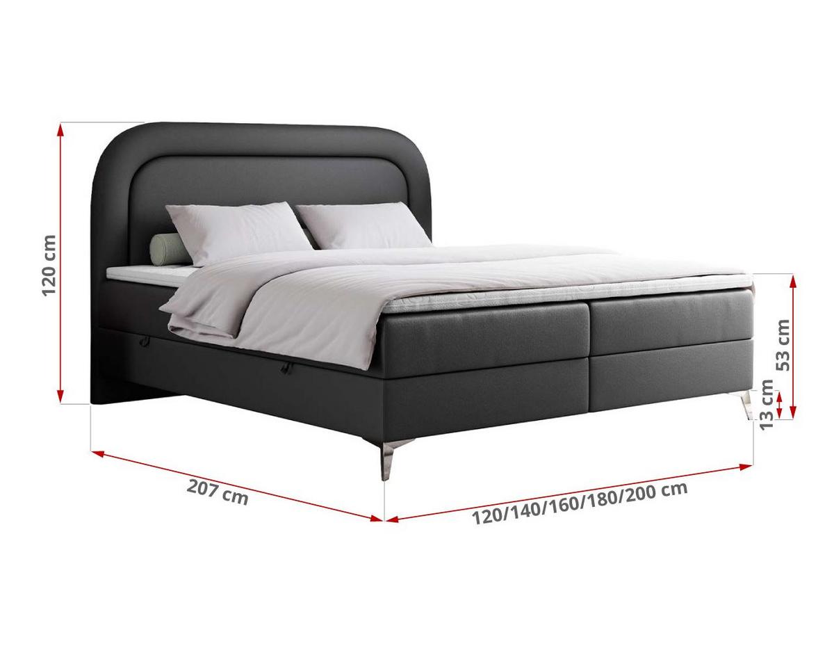 BOXBETT EIRA 180/200 Dunkelgrau Kunstleder - H4 - Dunkelgrau/Silberfarben, Holz/Textil (180/200cm) - MKS