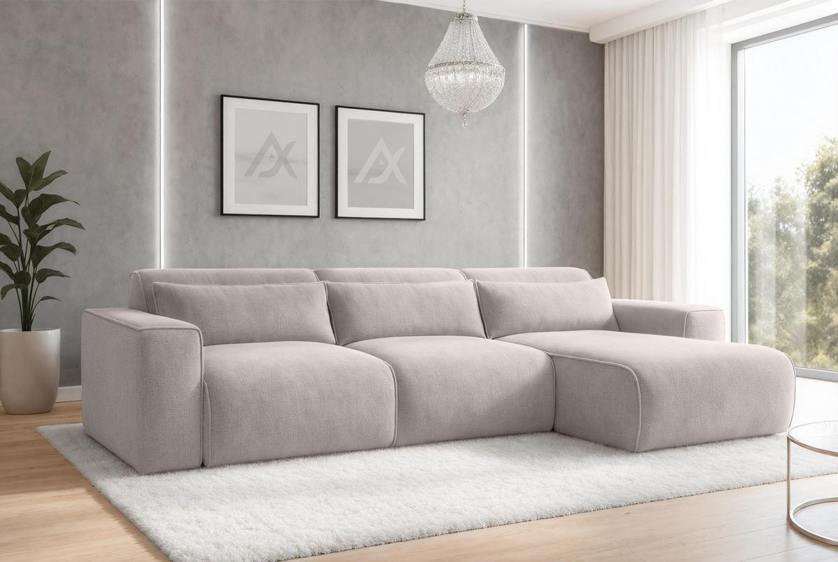 ECKSOFA L Form Ruyam Creme 310/165/78 cm – Schlaffunktion Rechts - Creme/Schwarz, Kunststoff/Textil (310/170cm) - AX Living