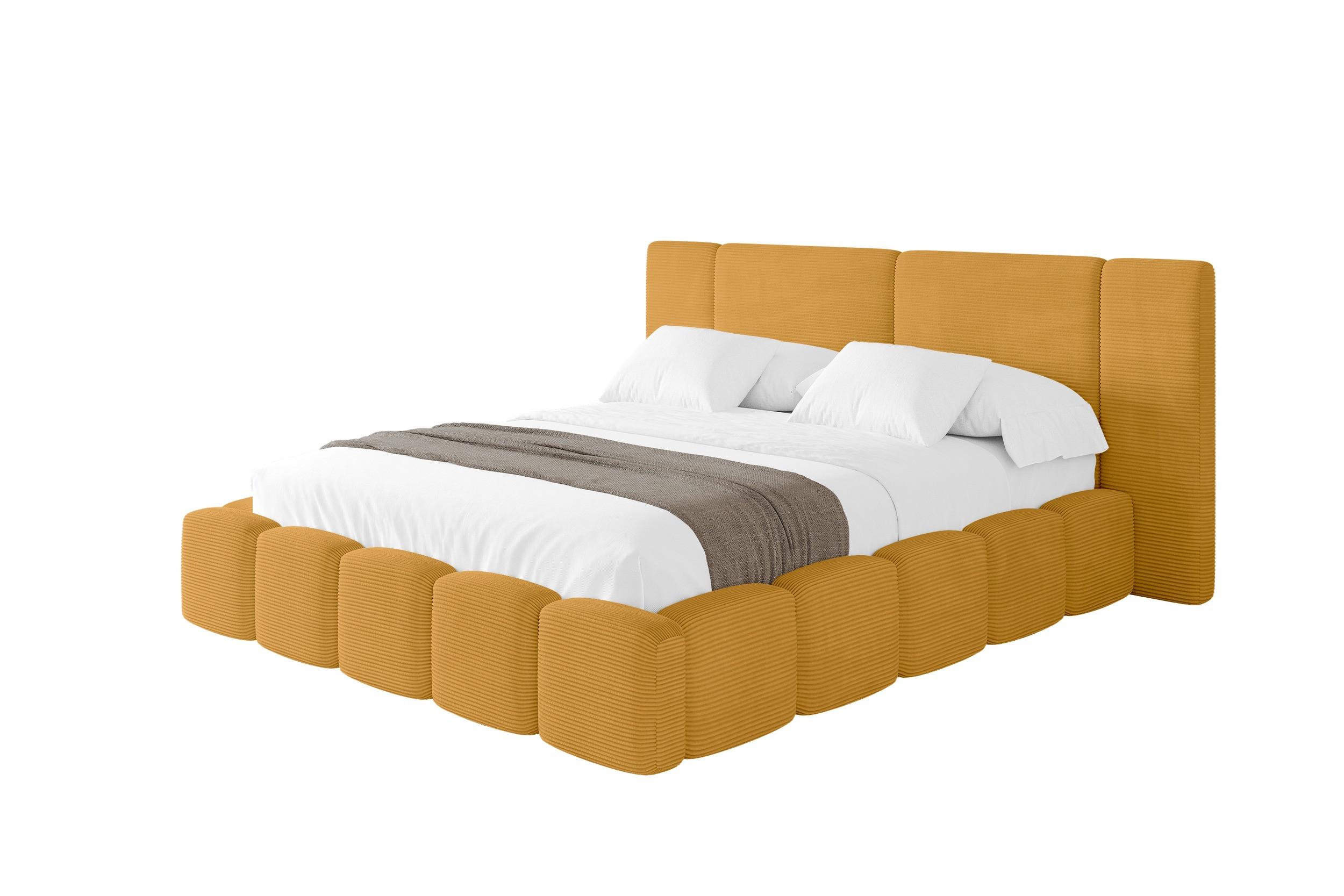 POLSTERBETT mit Bettkasten und Lattenrost, Boxbett ohne Matratze - NILO 120x200 Senfgelb - Currygelb, Holzwerkstoff/Textil (120/200cm) - ALTDECOR