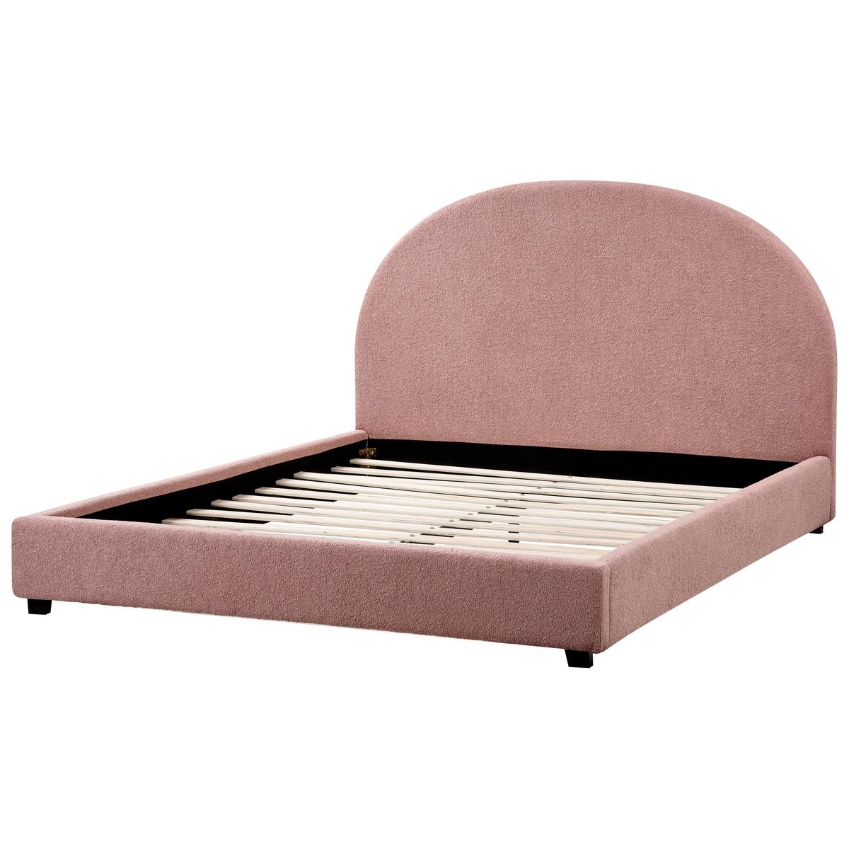 BETT mit Lattenrost 140/200 cm Bouclé Pastellrosa Vaucluse - Pink, Textil (140/200cm) - Beliani