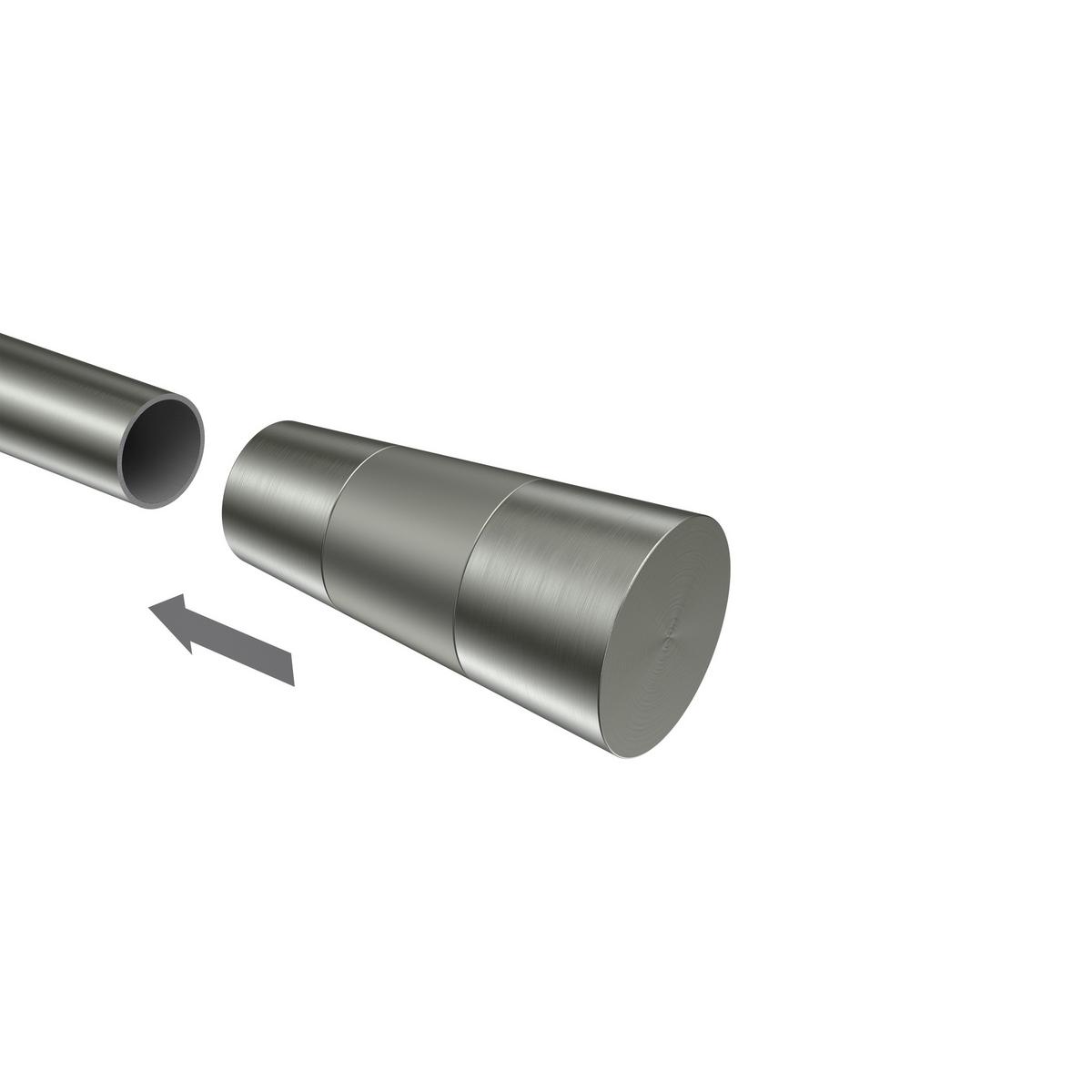 ENDSTÜCKE FÜR GARDINENSTANGEN 20 mm Ø, Tanara Edelstahl-Optik/Satin-Silber, Packung 2 Stück - Edelstahlfarben/Silberfarben, Metall (6.5/3.2/3.2cm) - INTERDECO