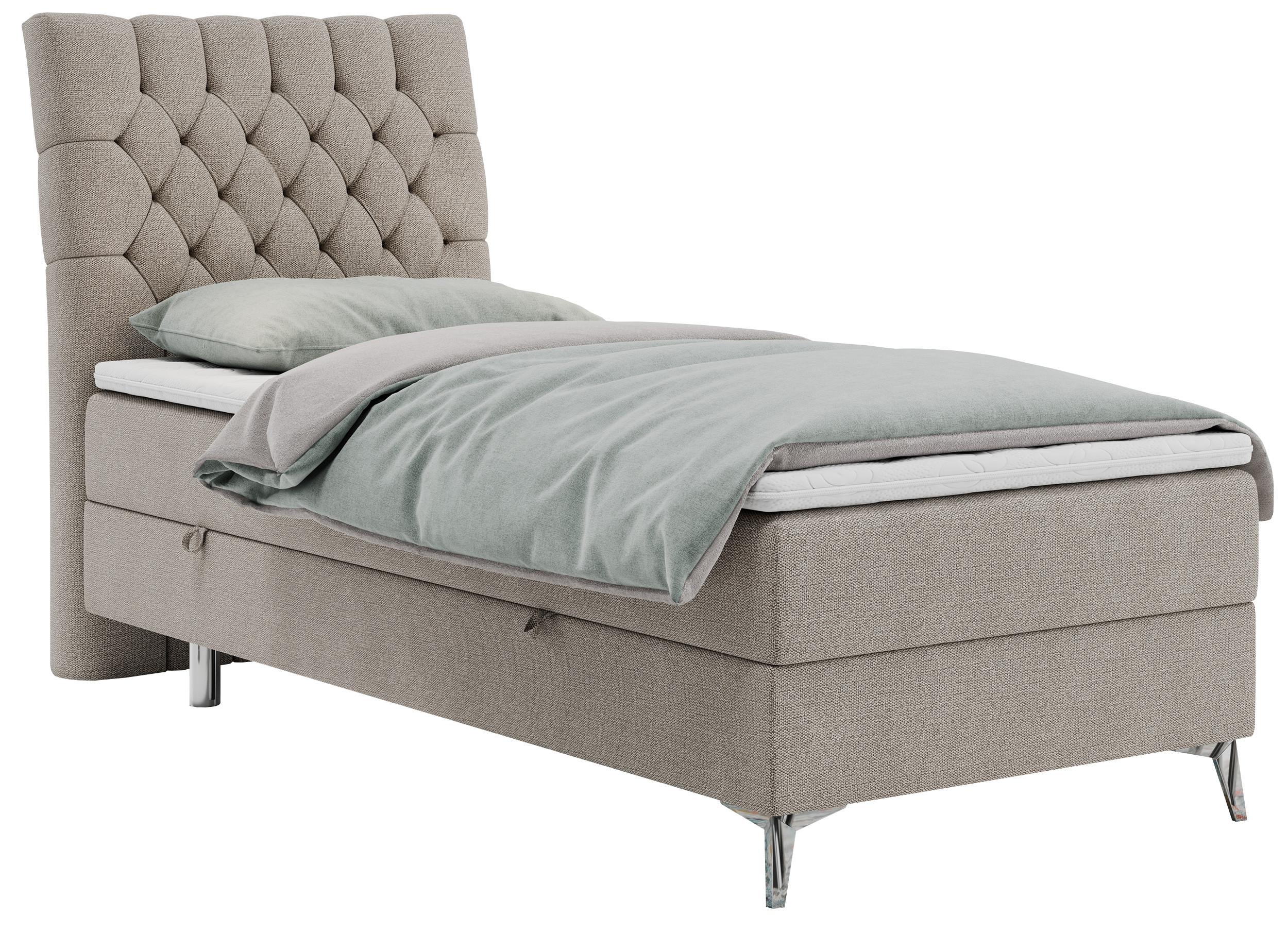 BOXBETT MILEN 90/200 Beige Struktur - H4 - Links Seite - Beige, Holz/Textil (90/200cm) - MKS