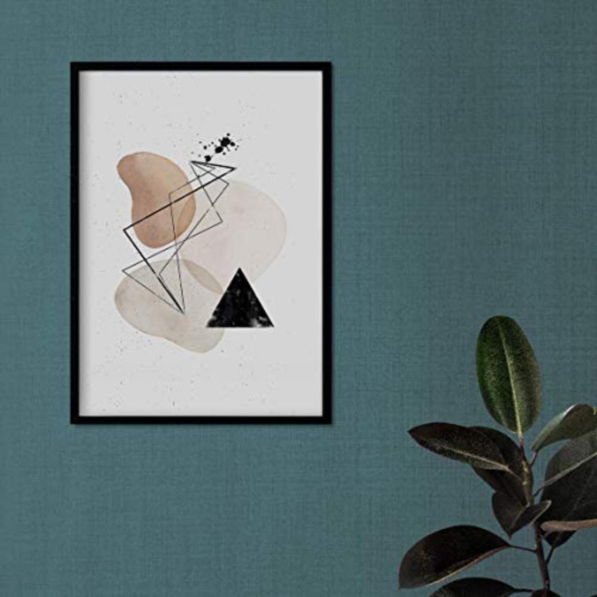 POSTER Set mit 4 abstrakte Formen und Figuren Braun A4 Schwarzer Rahmen - Schwarz, Papier (29.7/3cm) - Nacnic