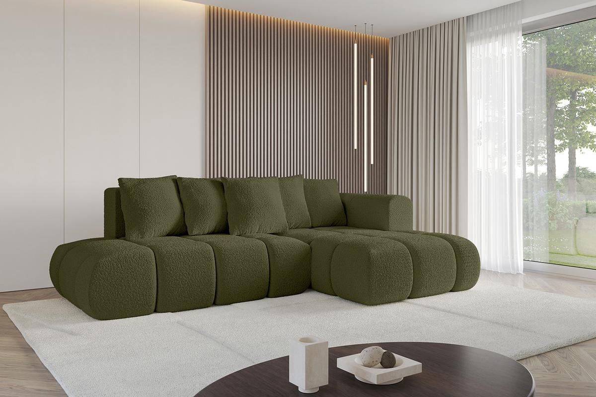 ECKSOFA Ottomane Rechts CLOUD-L-v1 280x185x90 Grün Bouclé - Grün, Holzwerkstoff/Kunststoff (185/280cm) - ALTDECOR