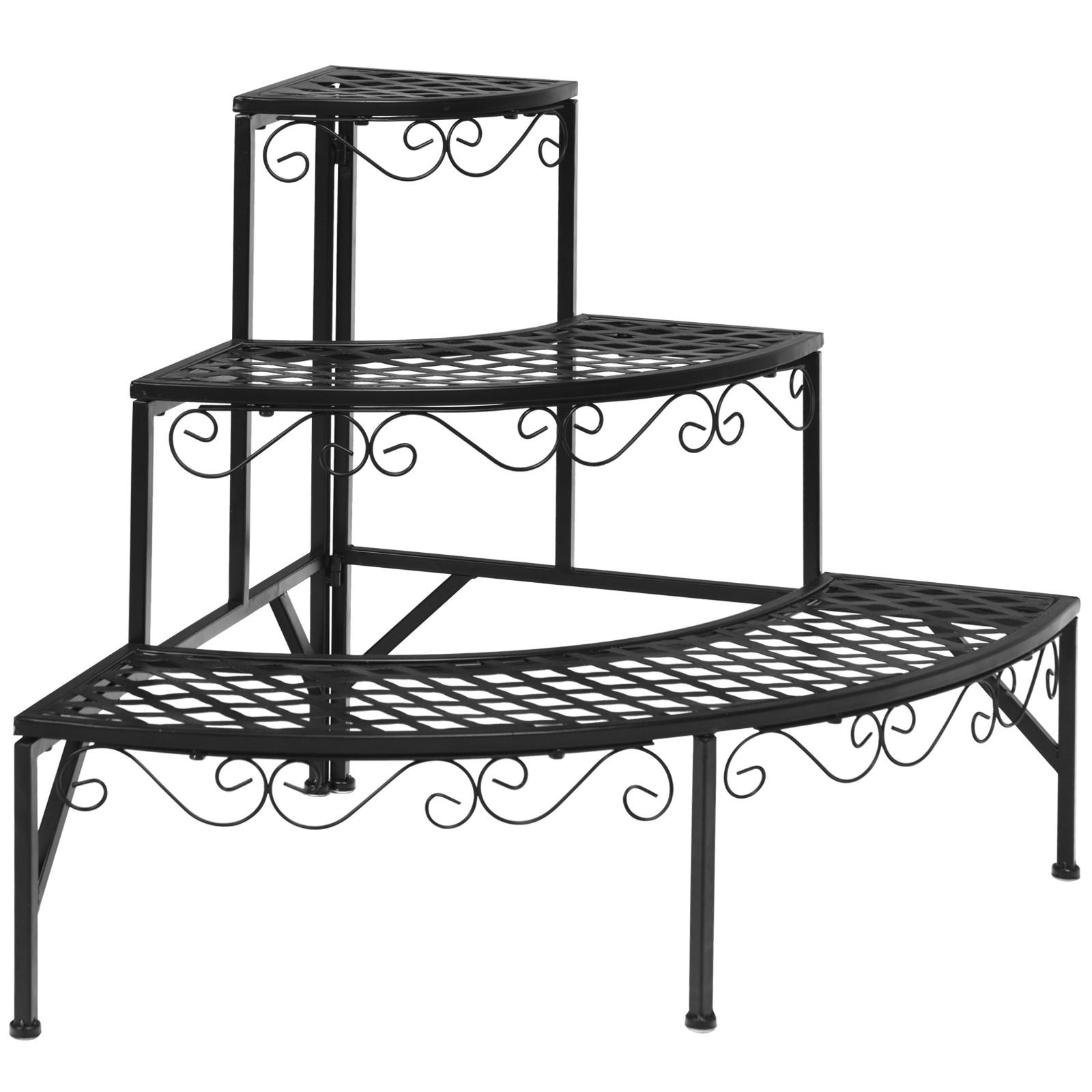 PFLANZREGAL Schwarz - Schwarz, Metall (59/60/59cm) - COSTWAY