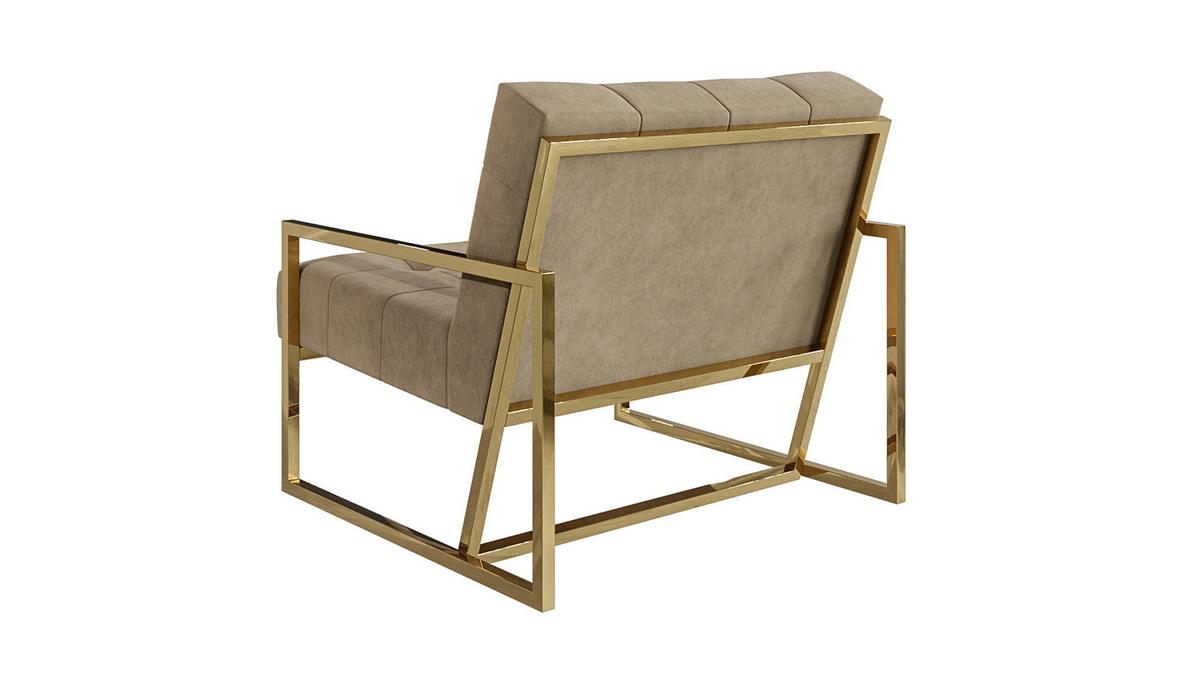 LOUNGESESSEL Duban Beige Samtstoff - Beige/Goldfarben, Holz/Textil (84/81/89cm) - S-Style Möbel