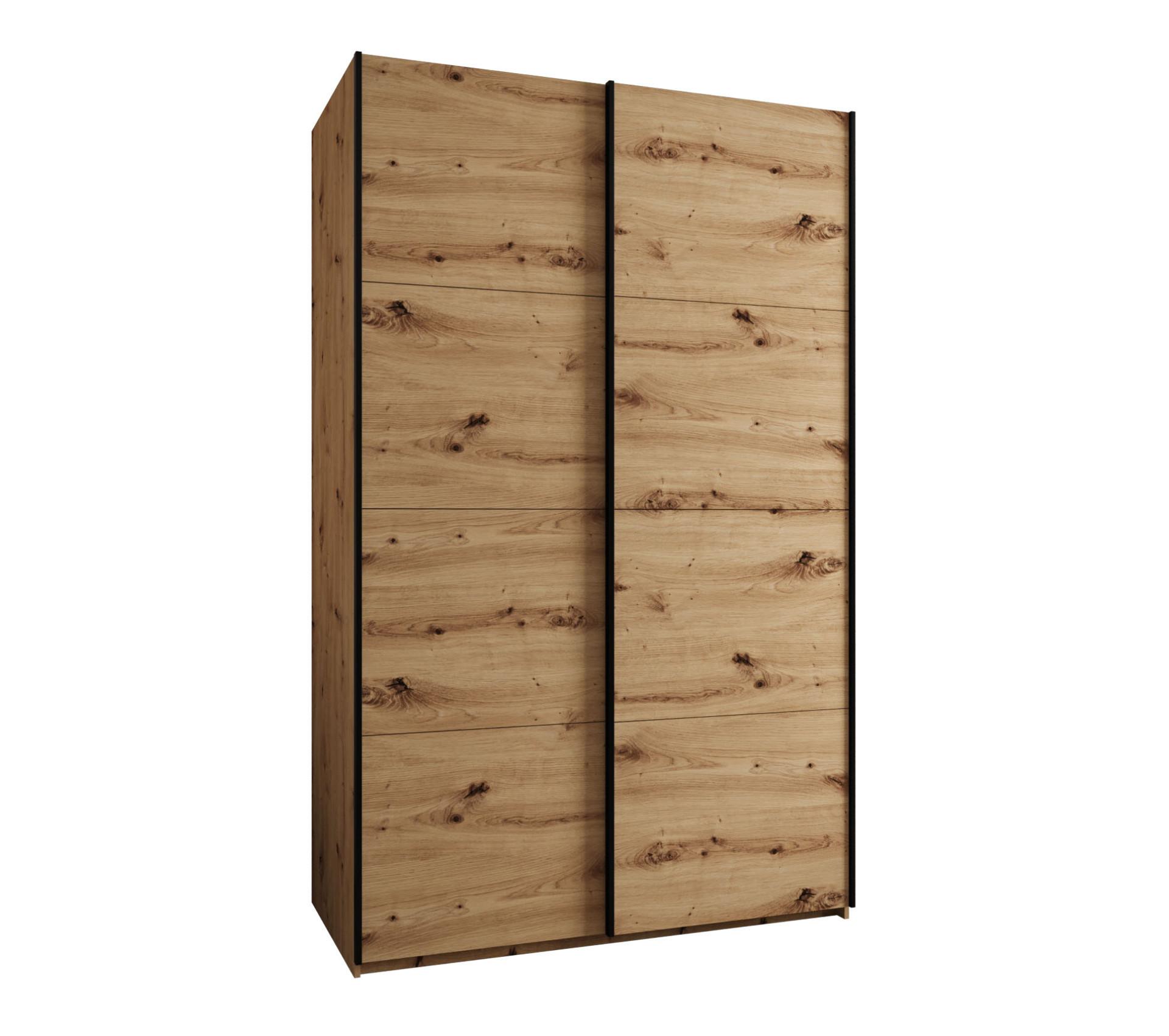 SCHWEBETÜRENSCHRANK 245,5/150/64 2-türig - Schwarz/Eiche Artisan, Holz/Metall (150/245/64cm) - Abiks Möbel