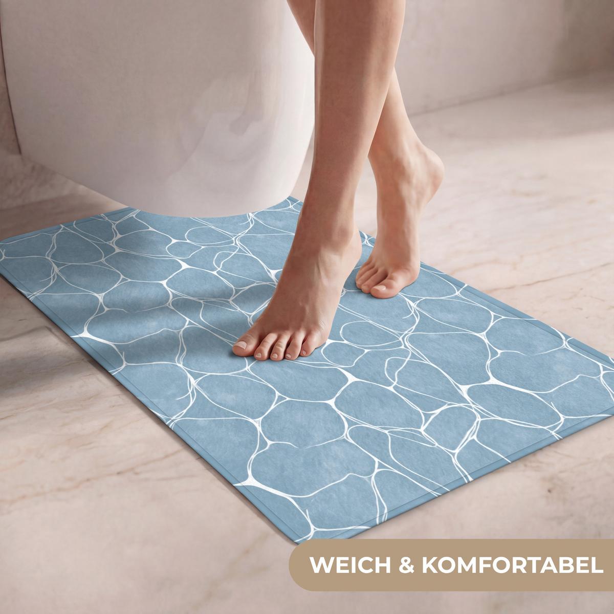 WC-VORLEGER Organisch - Muster - Blau WC Teppich 50x80 cm - Hellblau, Textil (50/1cm) - OnlyWow