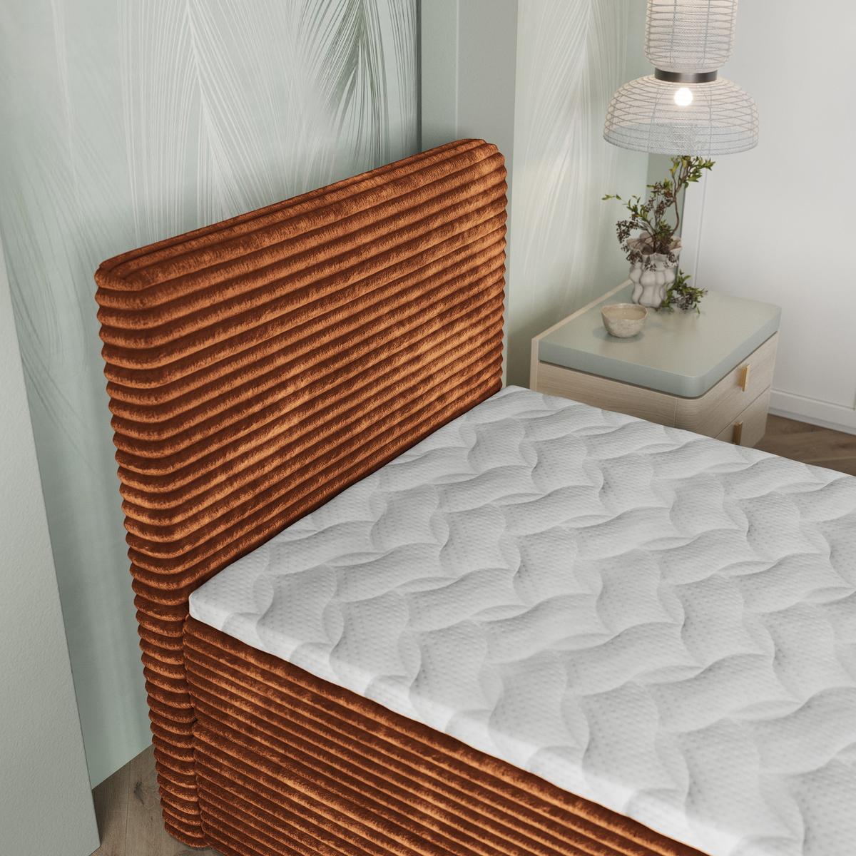 BOXBETT PISA 90 90x200 cm mit Matratze und Topper, H2+H3 - Braun - Braun, Holz (90/200cm) - MASSENO