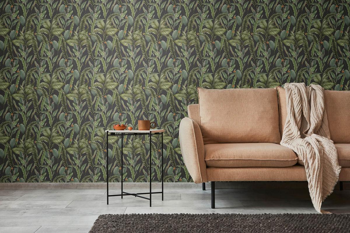 VLIESTAPETE Grün 53/1005 cm - Schwarz, Textil (53/1cm) - KUNSTLOFT