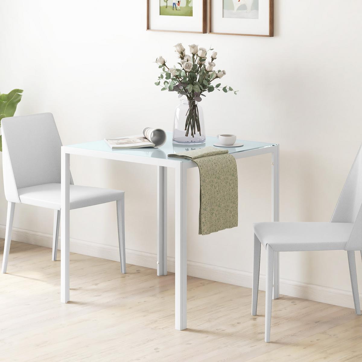 ESSTISCH Esszimmertisch Quadratischer Küchentisch für 4 Personen, Weiß - Weiß, Metall (75/75/75cm) - HOMCOM
