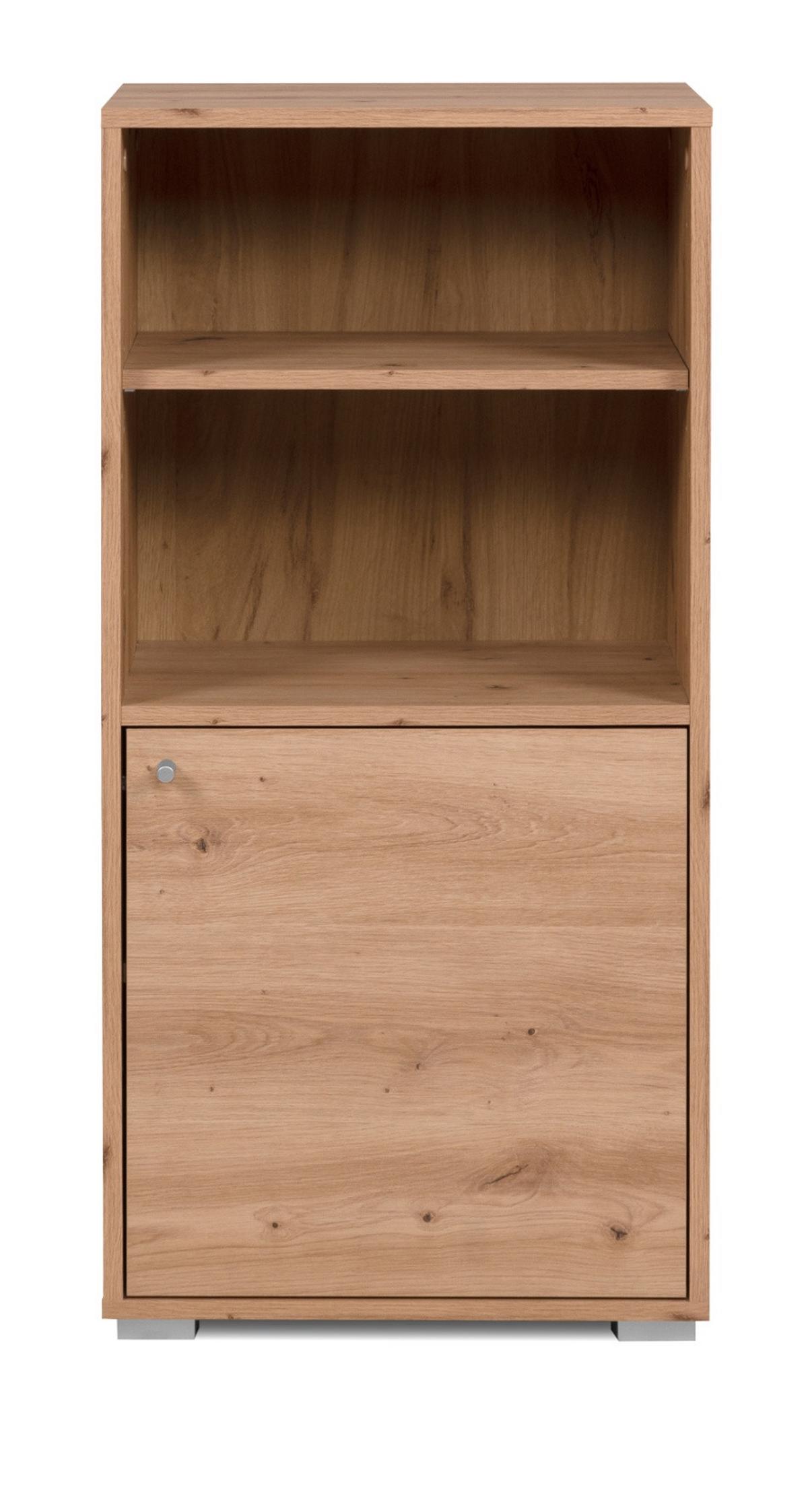 REGAL Eiche Artisan 46 x 97 cm, Standregal mit 4 Fächern - Silberfarben/Eiche Artisan, Holzwerkstoff/Kunststoff (46/96.5/33.5cm) - Furn.Design
