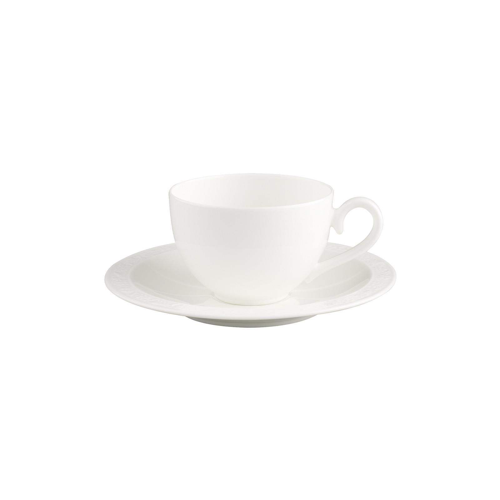 KAFFEETASSE MIT UNTERTASSE White Pearl weiß 120 ml - Weiß, Keramik (16/8.1/16cm) - Villeroy & Boch