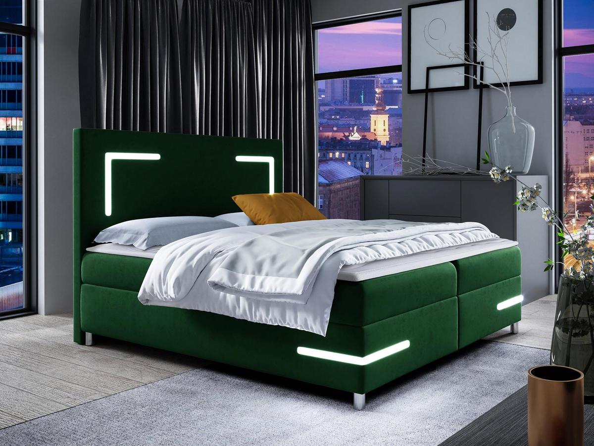 BOXBETT Delos LED - H3 - Grün, Holz (160/200cm) - MIRJAN24
