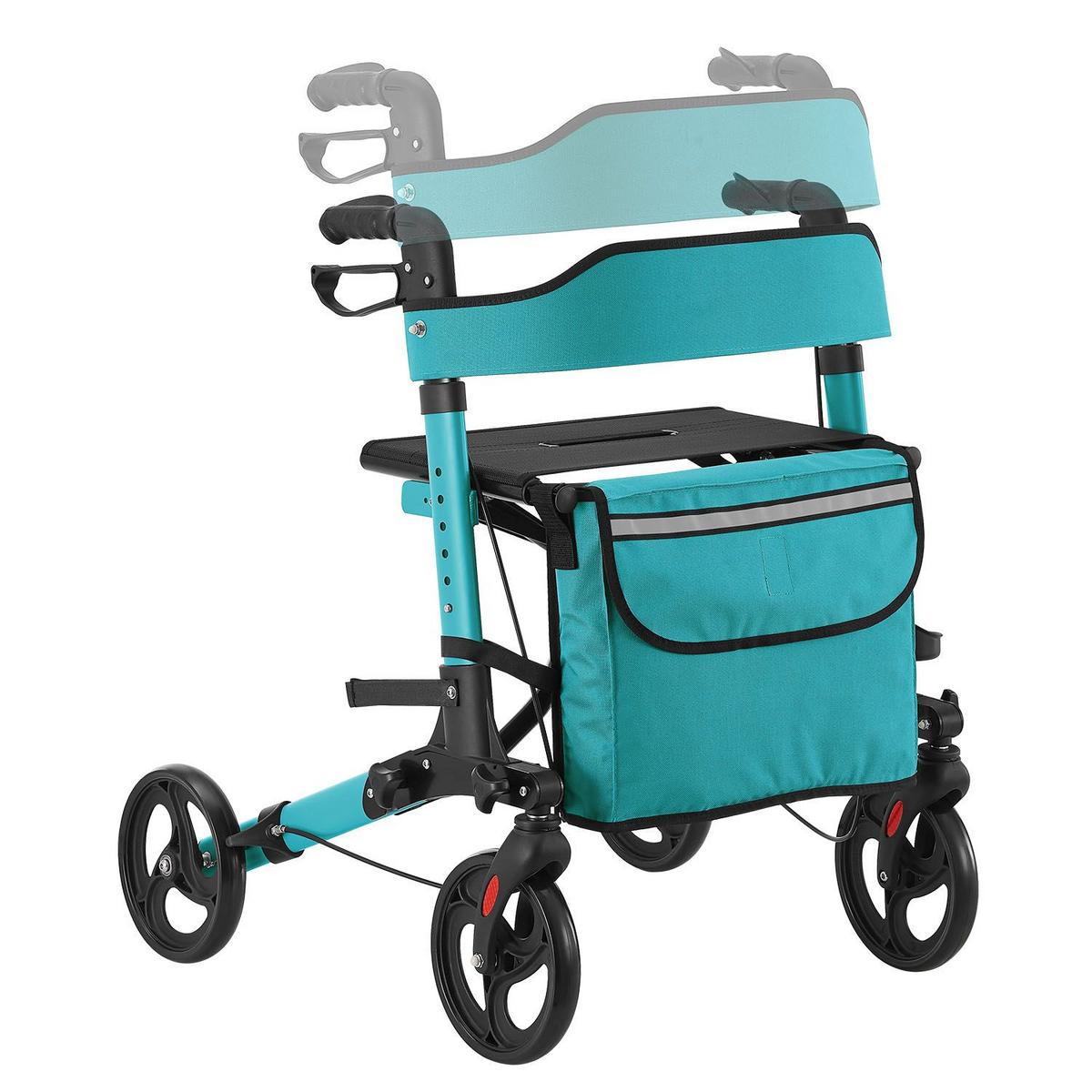 ROLLATOR Vital petrol klappbar mit Sitzfläche & Einkaufstasche - Petrol, Metall (63/80/68cm) - Juskys