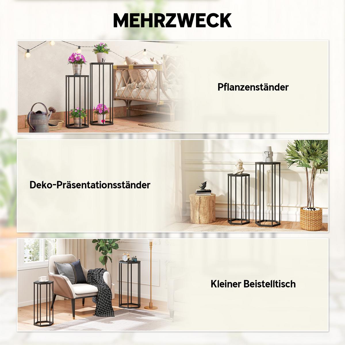 PFLANZSTÄNDER-SET 2 TLG. Metall Schwarz - Schwarz, Metall (75cm) - Outsunny