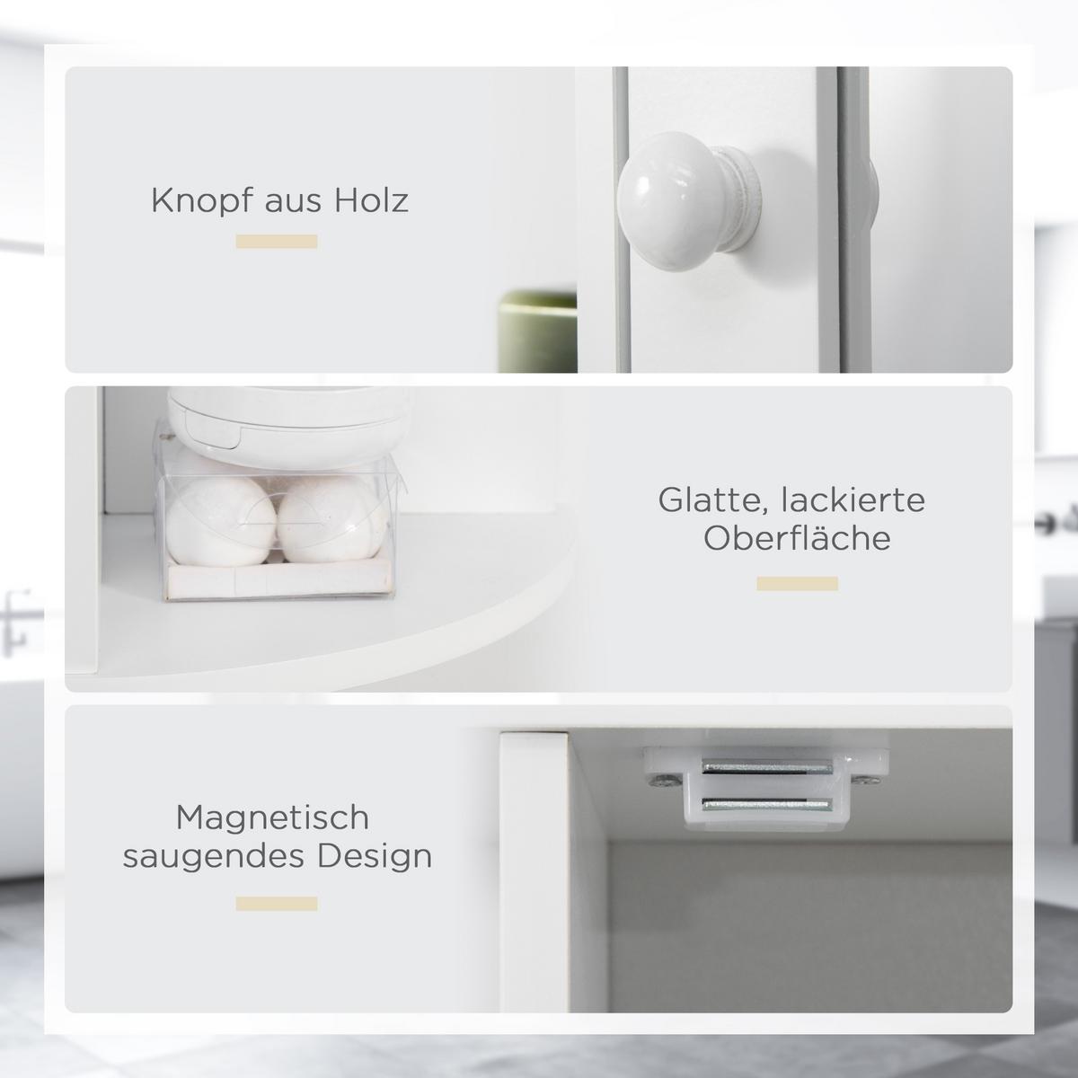 SPIEGELSCHRANK, MDF, Weiß, 66 x 17 x 63 cm - Weiß, Metall (66/63/17cm) - HOMCOM