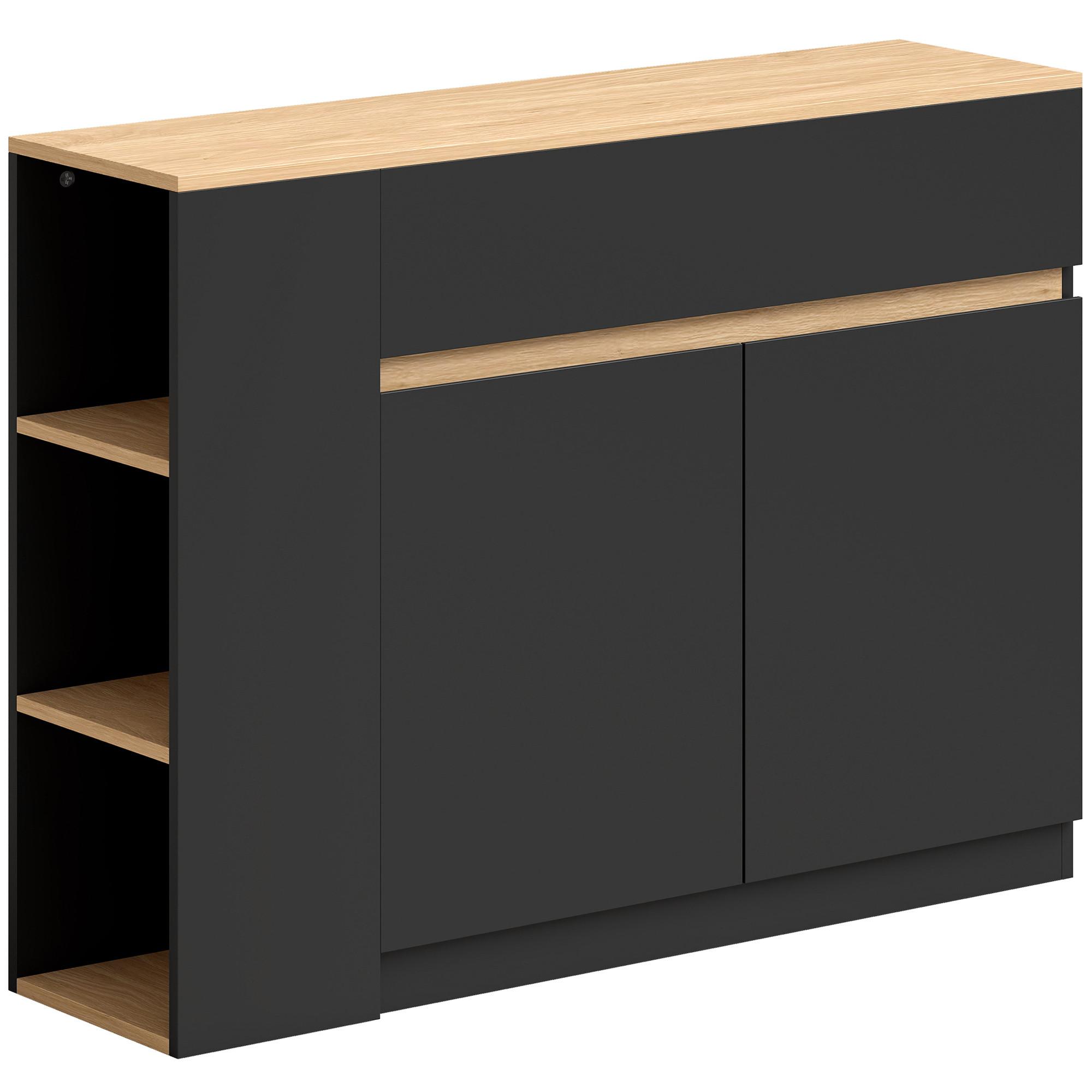 SIDEBOARD Küchenschrank mit Schublade, verstellbare Ablage, Aufbewahrungsschrank - Schwarz, Holzwerkstoff/Metall (29.5/82/110cm) - HOMCOM