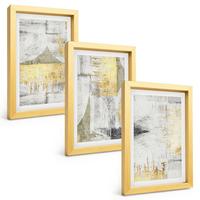 BILDER SET 3er Set - 20x30 cm Goldrahmen - Abstrakte modische Malereimuster - Goldfarben, Kunststoff (20/30cm) - TULUP