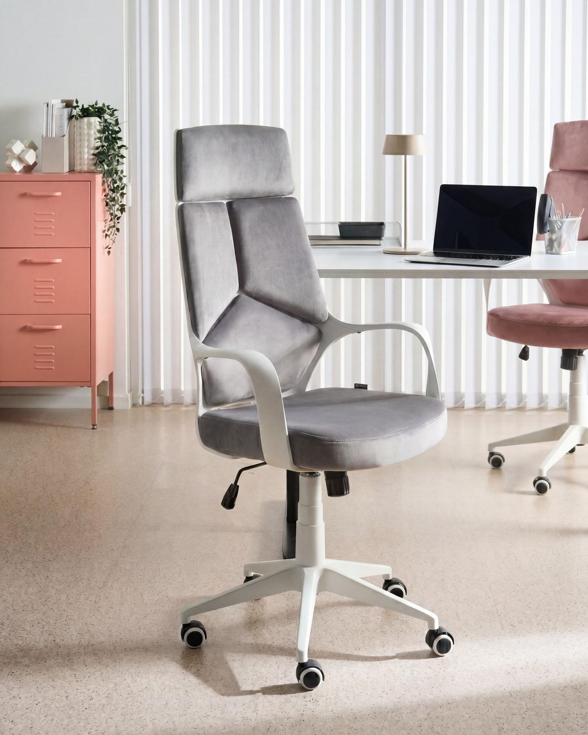 BÜROSTUHL Samtstoff Grau Delight - Grau, Textil (64/116/64cm) - Beliani