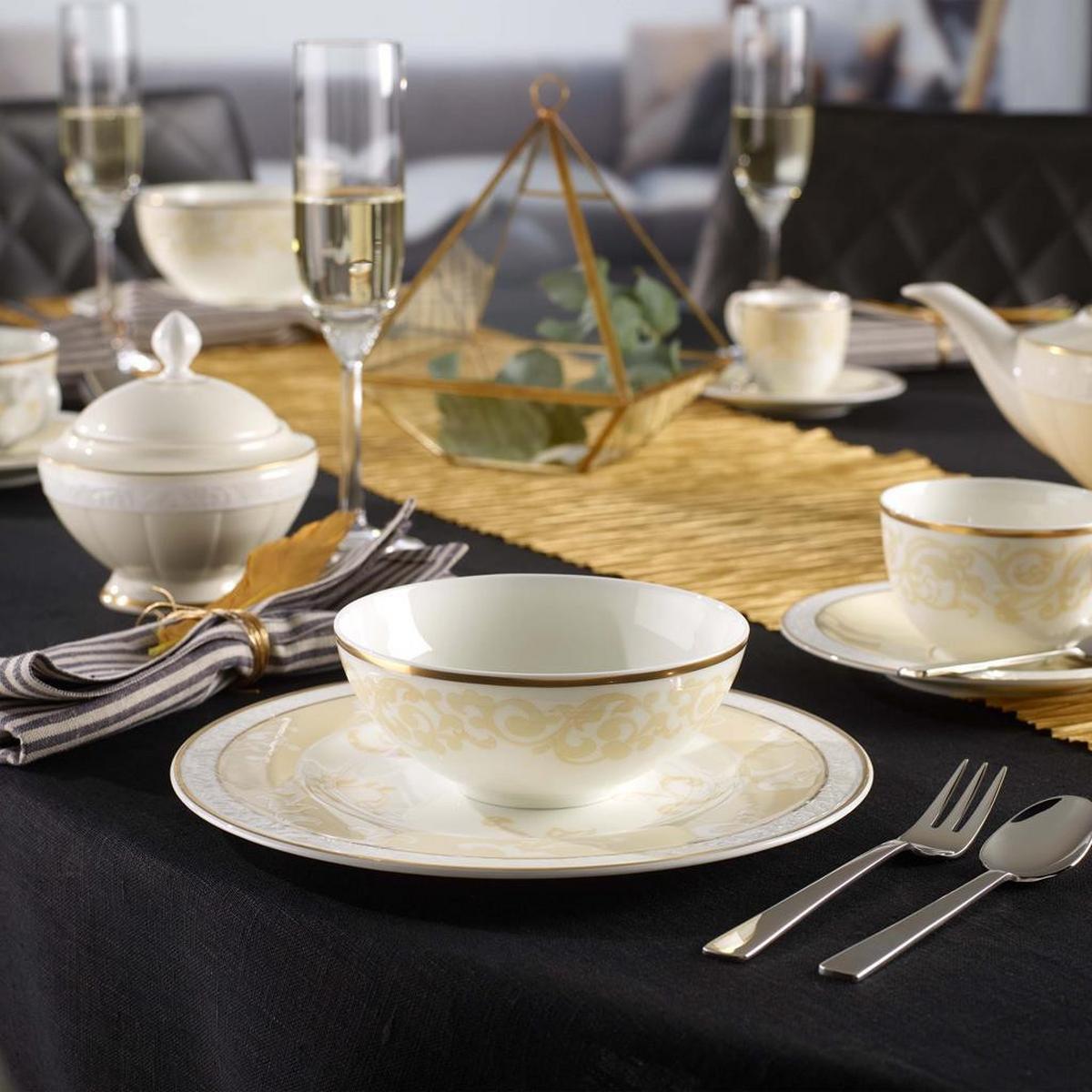 DESSERTSCHALEN Ivoire weiß-gold ø 13 cm 6er Set - Goldfarben/Weiß, Keramik (13cm) - Villeroy & Boch