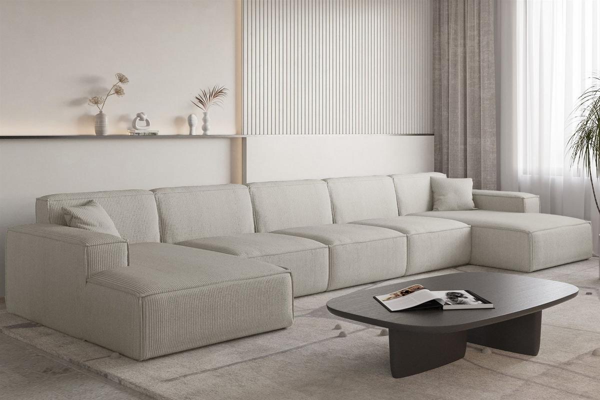 WOHNLANDSCHAFT Celes Premium Xl Scala - Hellgrau, Holzwerkstoff/Textil (462/73/165cm) - Fun Möbel