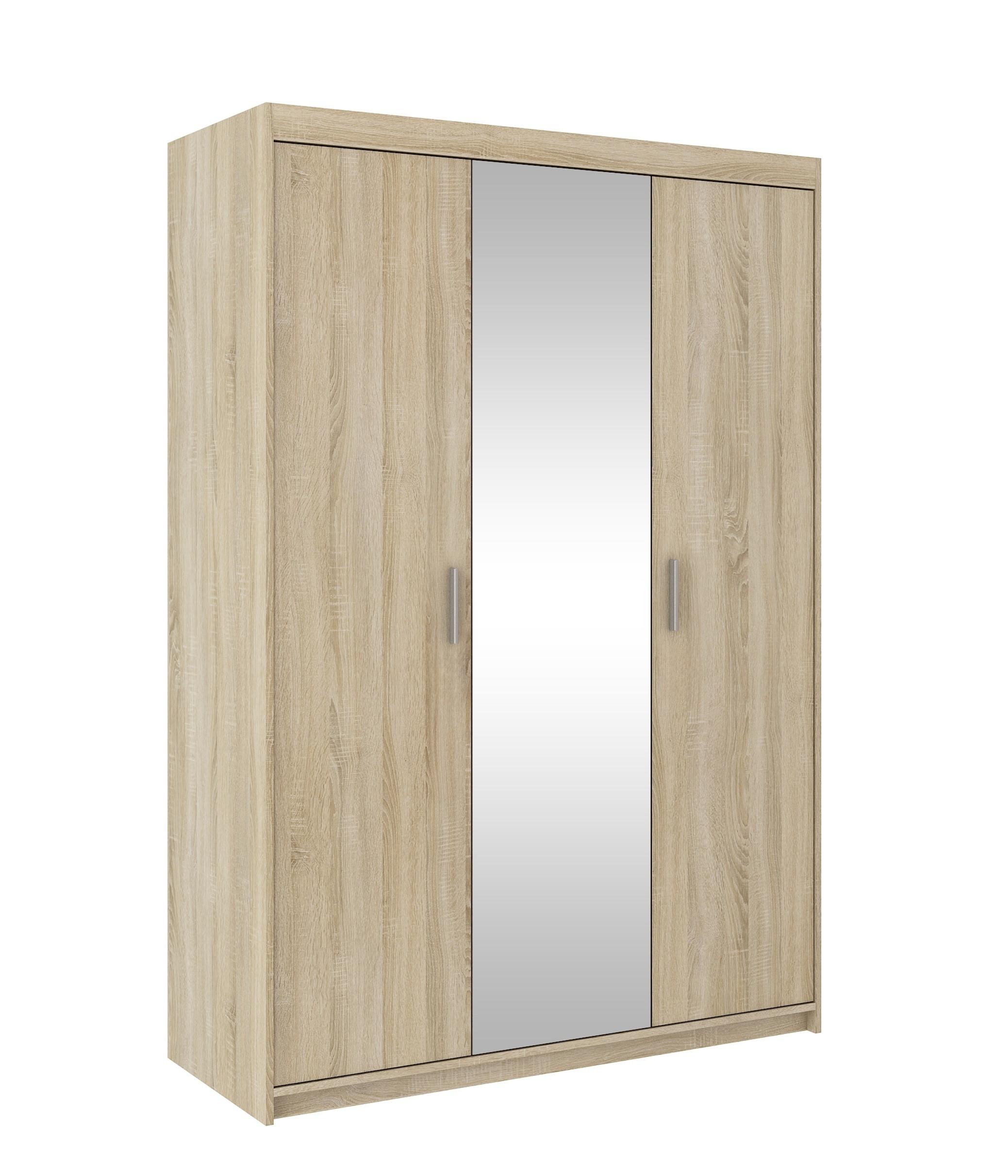 KLEIDERSCHRANK Storicos Sonoma Eiche 133/190,5/53 cm - Modern mit Spiegel 3-türig - Sonoma Eiche, Holzwerkstoff/Kunststoff (133/190.6/53cm) - AX Living