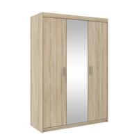 KLEIDERSCHRANK Storicos Sonoma Eiche 133/190,5/53 cm - Modern mit Spiegel 3-türig - Sonoma Eiche, Holzwerkstoff/Kunststoff (133/190.6/53cm) - AX Living