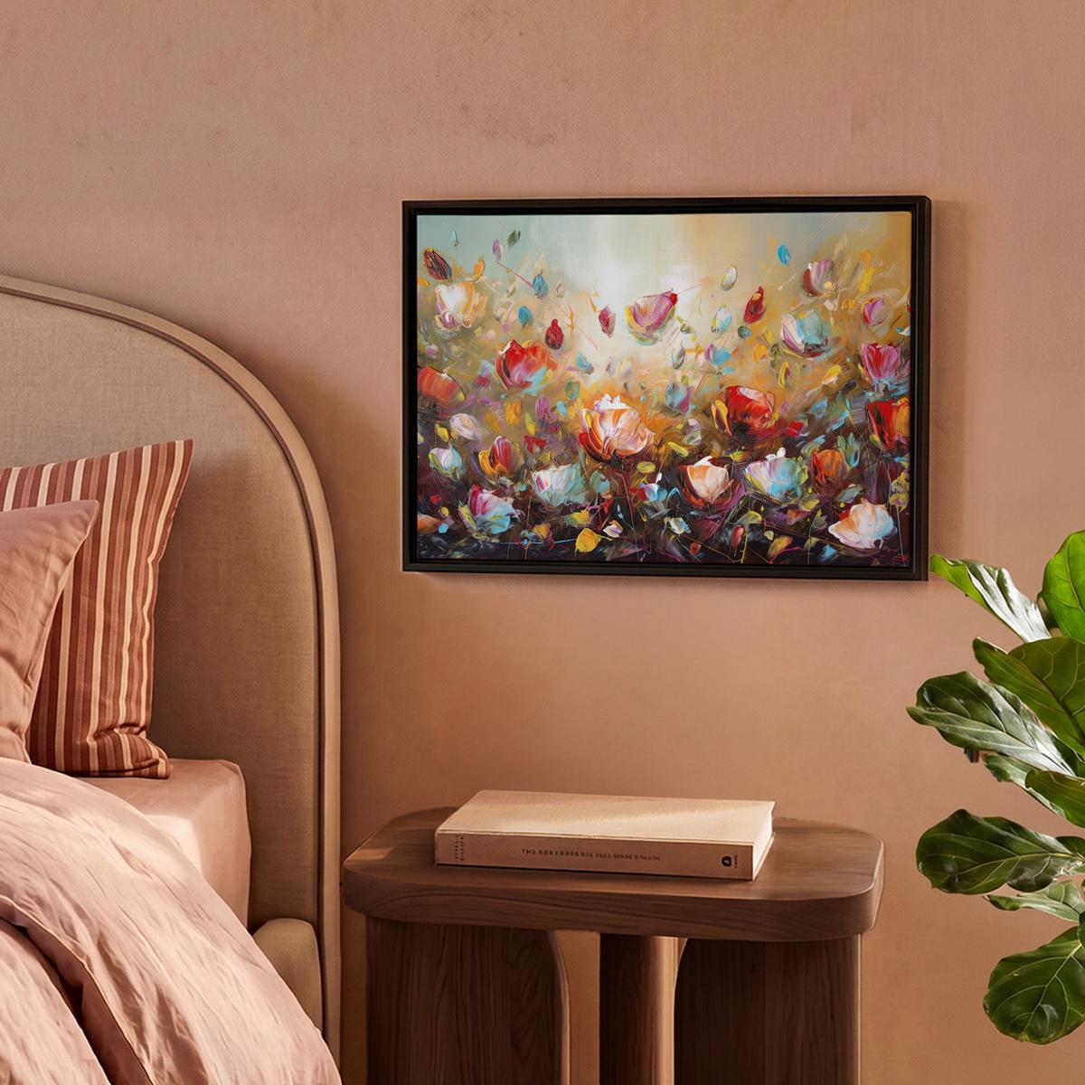 LEINWAND Bilder mit Rahmen - Blumen - Kunst - Natur - Ölgemälde - 40x30 - Multicolor, Textil (40/30cm) - MuchoWow