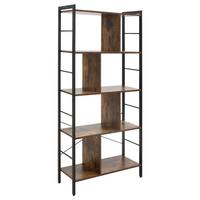 BÜCHERREGAL Spanplatte Metall Rustikal-Braun - Schwarz/Braun, Holzwerkstoff/Metall (30/157.5/77cm) - HOMCOM