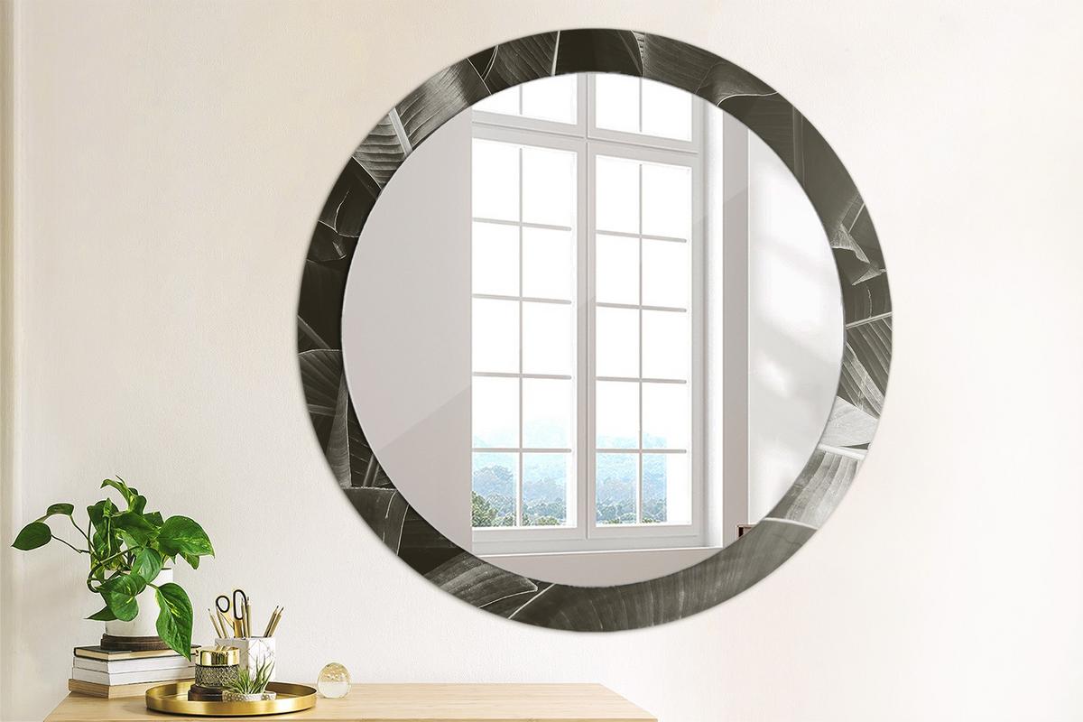 SPIEGEL Rund Ø 90 cm mit Aufdruck - Grau, Glas (90/90/0.4cm) - Wallfluent