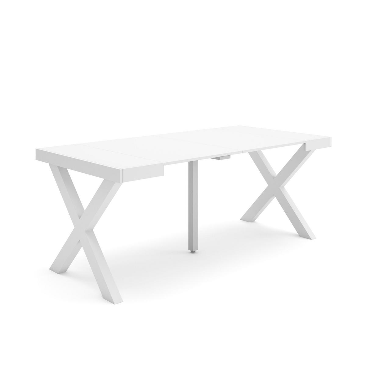KONSOLENTISCH ausziehbar 58 bis 180cm, für 8 Gäste, weiß, 90/58/73cm - Weiß, Holzwerkstoff (90/180/73cm) - Skraut Home