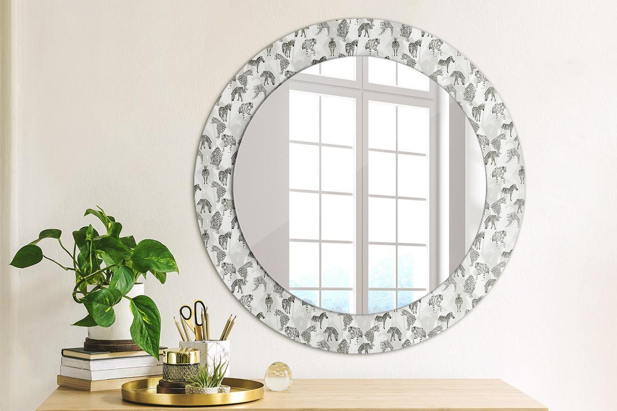 SPIEGEL Rund Ø 60 cm mit Aufdruck - Schwarz, Glas (60/60/0.4cm) - Wallfluent